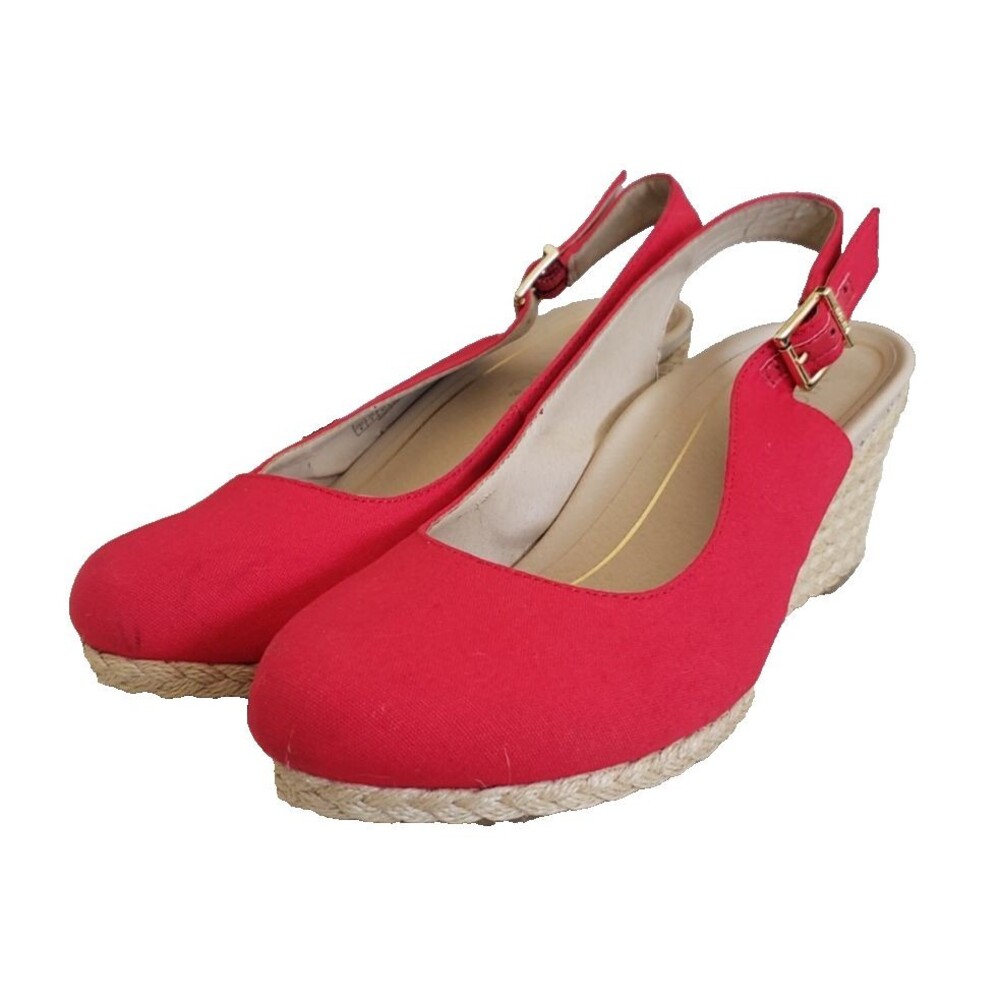 Vionic Coralina Wedge Slingback Espadrille Sandals Women's Size 9 Red Canvas